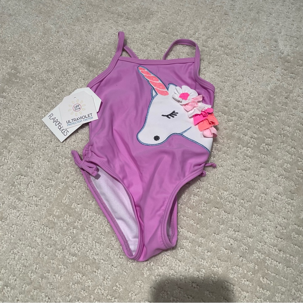 NWT Flapdoodles 2T purple unicorn‎ swimsuit